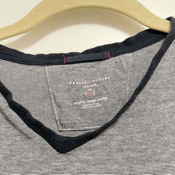 Daniel Buchler V Neck Striped Pima Cotton Blend Short Sleeve T-Shirt Size M. - Picture 2 of 4